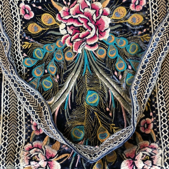 🍃💕NWT Johnny Was Silk Velvet Boho Hobo Tote Bag - Picture 7 of 8